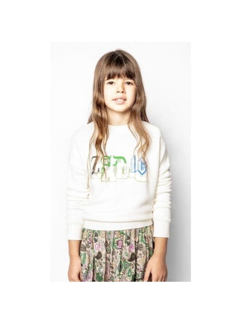 Zadig & Voltaire Kids Hailey Cream Black Sweatshirt Age 10 Years